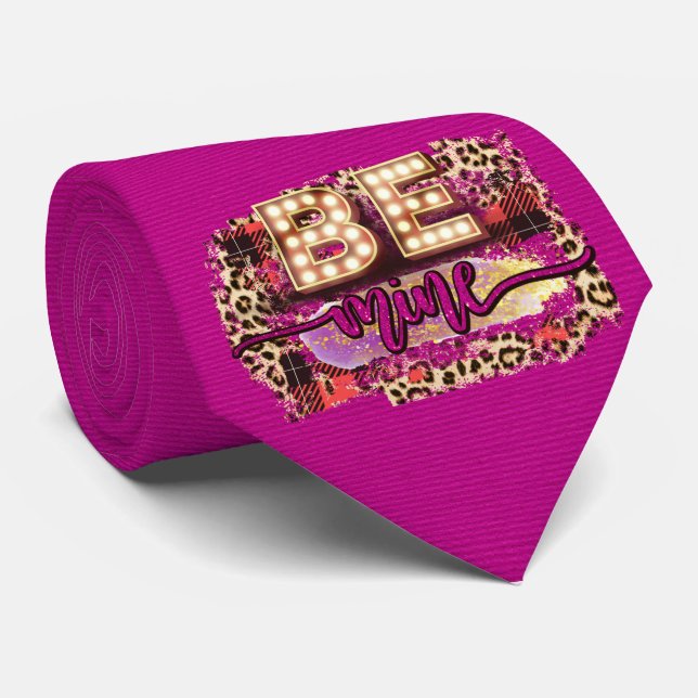 Milo Dale Be Mine Leppard Purple Men's Necktie (Rolled)