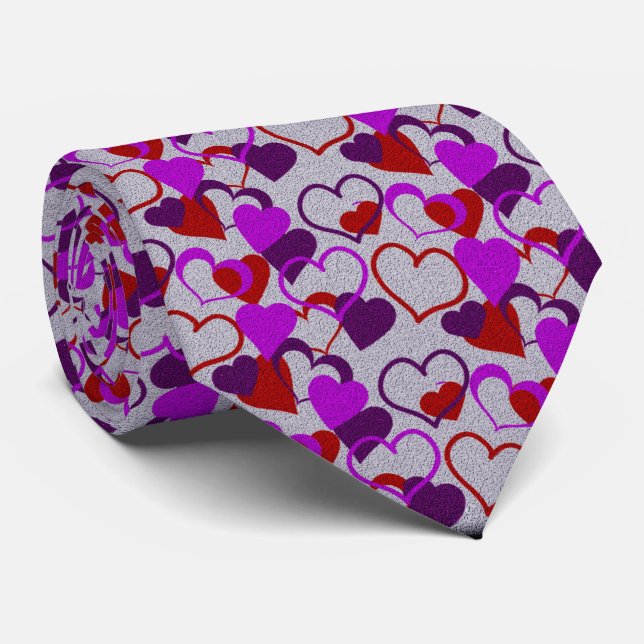 Milo Dale Hearts and Grey Men's Necktie (Rolled)