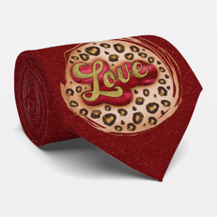 Milo Dale Maroon Leppard Love Men's Necktie