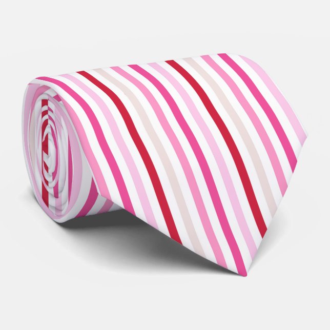 Milo Dale Pink Stripped Men's Valentine Necktie (Rolled)