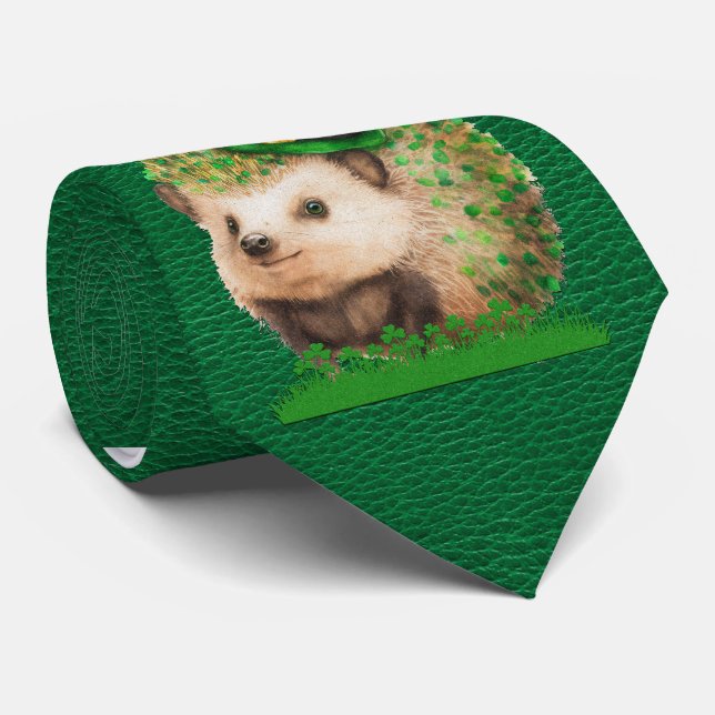 Milo Dale St Patrick's Hedgehog Green Men's Tie (Rolled)