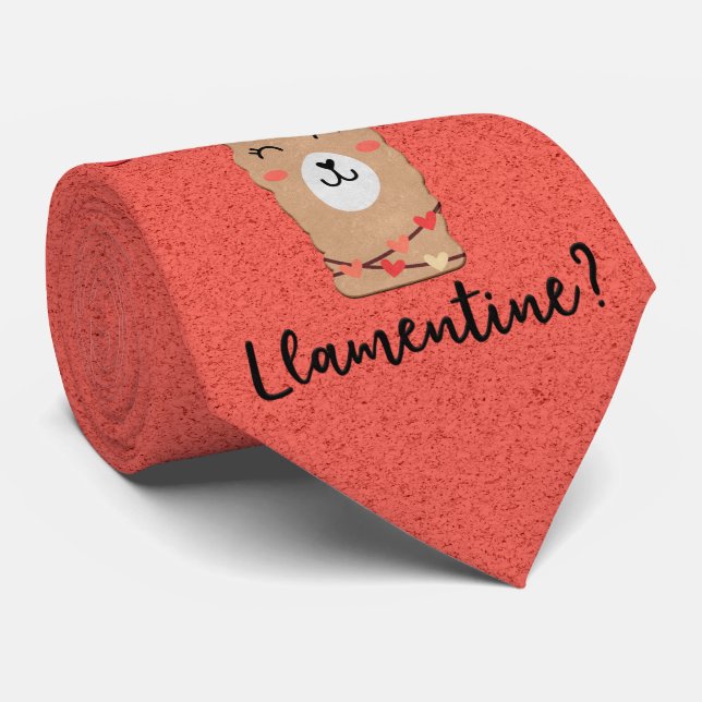 Milo Dale Will You Be My Llamentine Peach Necktie (Rolled)