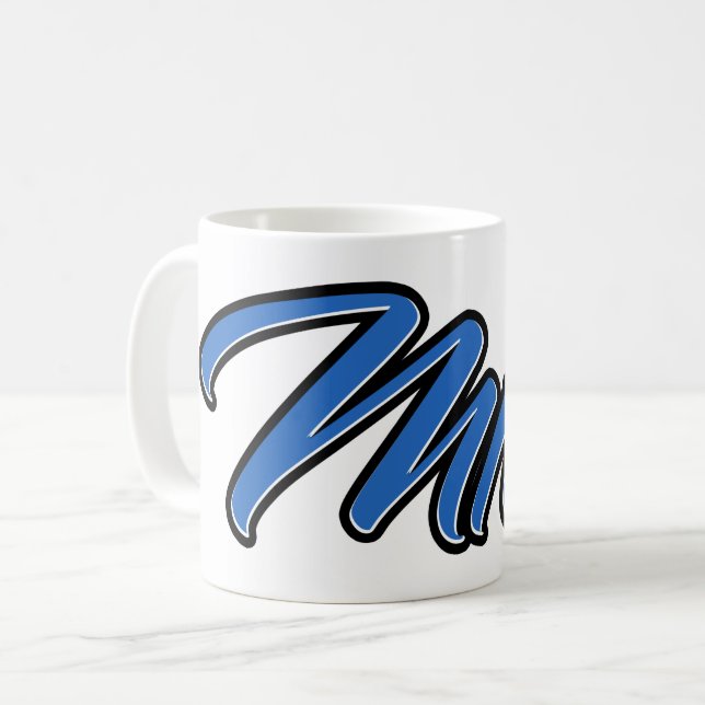 Milo first name name blue cup coffee cup (Front Left)