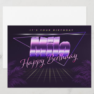 Milo Name Vorname lila retro Karte Geburtstag Card