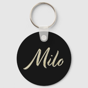 Milo Name whitegold Button Schlüsselanhänger Key Ring