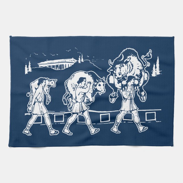 Milo of Croton And The Bull - Gym Motivational Tea Towel (Horizontal)
