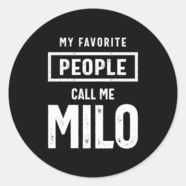 Milo Personalised Name Birthday Gift Classic Round Sticker (Front)