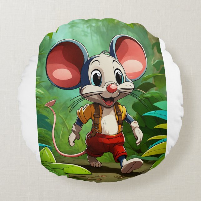 Milo the Jungle Mouse Round Cushion (Front)