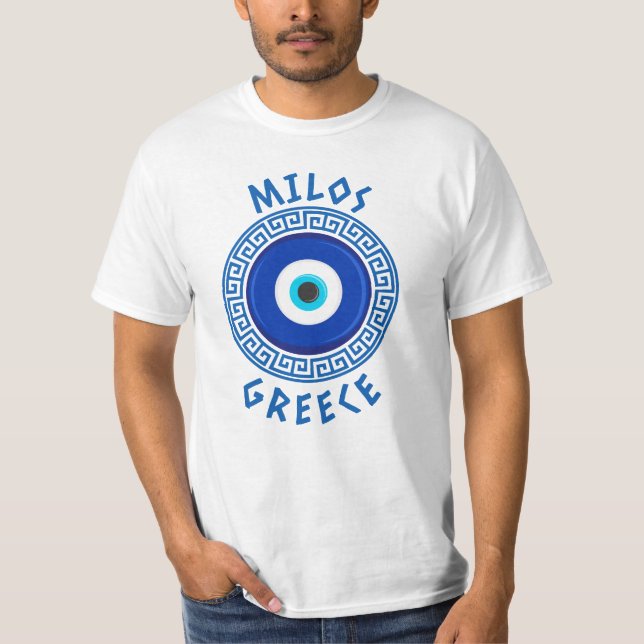Milos, Greece - Greek Evil Eye T-Shirt (Front)