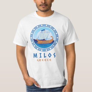 Milos, Greece Greek Ship Design Men's T-Shirt