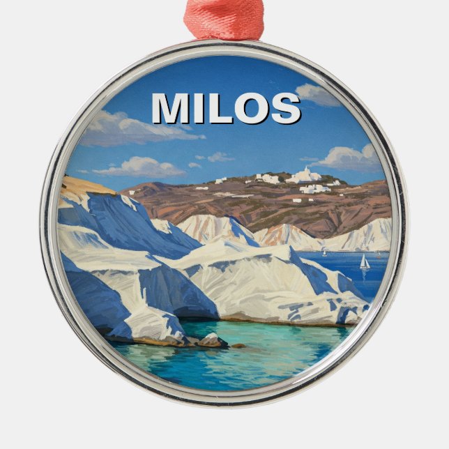 Milos Greece Travel Metal Tree Decoration (Front)