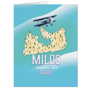 Milos,Greek island Map travel poster art.