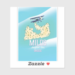 Milos,Greek island Map travel poster art.