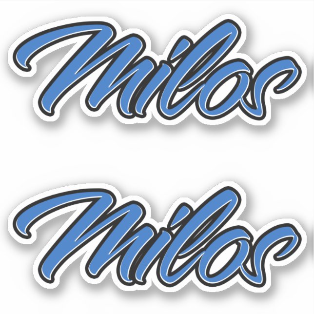 Milos name blue sticker embroiderset (Front)