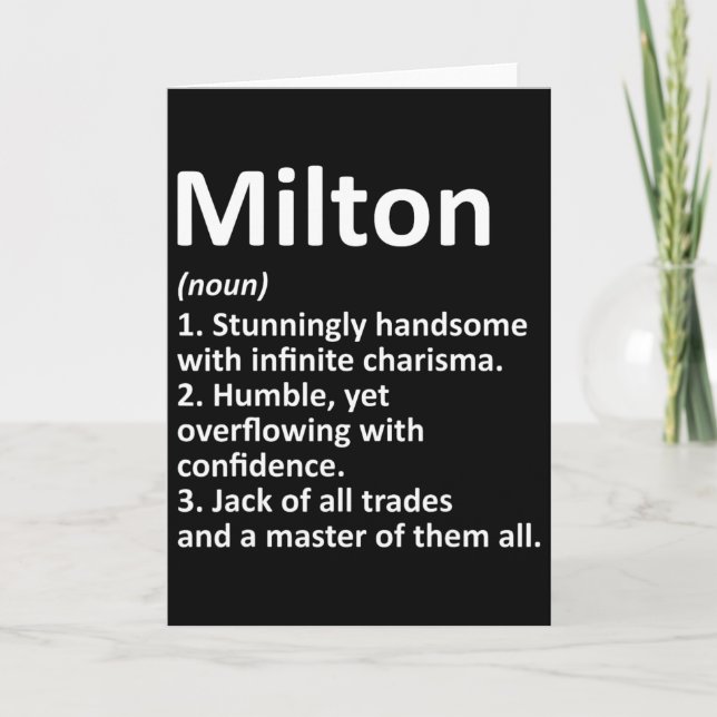Milton Definition Personalised Name Funny Birthday Card (Front)
