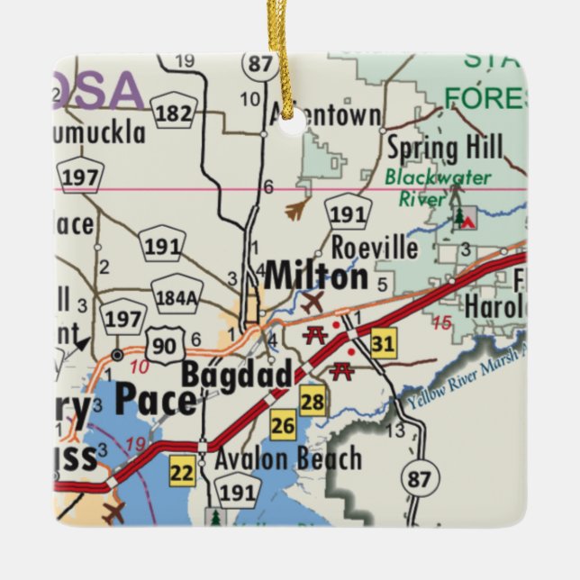 Milton Florida Map Ceramic Ornament (Front)