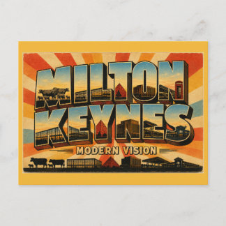 Milton Keynes Modern Vision Vintage Art Postcard