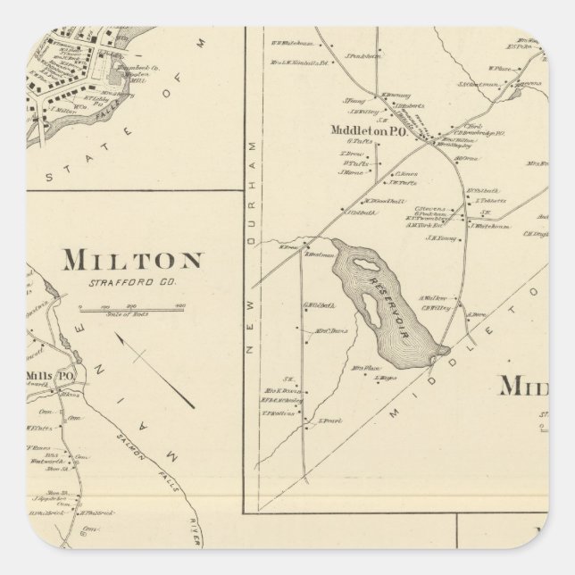 Milton, Strafford Co Square Sticker (Front)