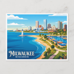 Milwaukee Lake Michigan Shore Wisconsin Postcard