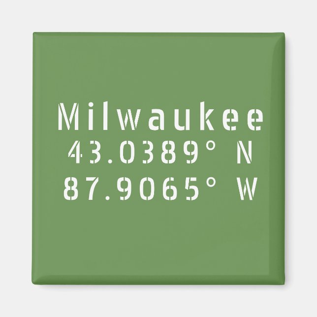 Milwaukee Latitude & Longitude Magnet (Front)