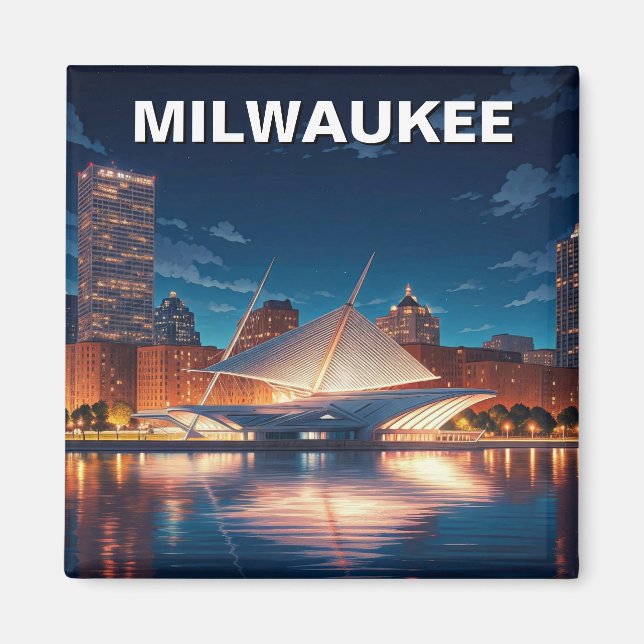Milwaukee Museum of Art Travel at Night Magnet (Front)