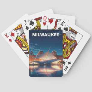 Milwaukee Museum of Art Travel at Night Playing Cards