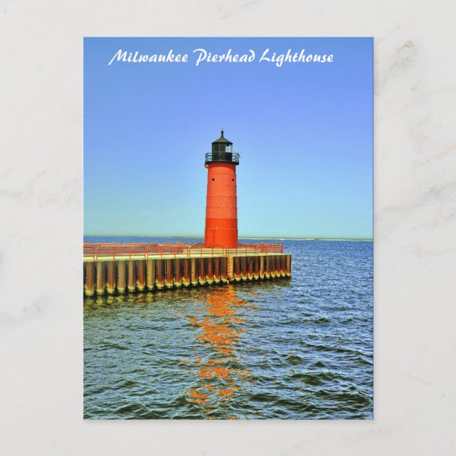 Milwaukee Pierhead Lighthouse, Lake Michigan Postcard (Front)
