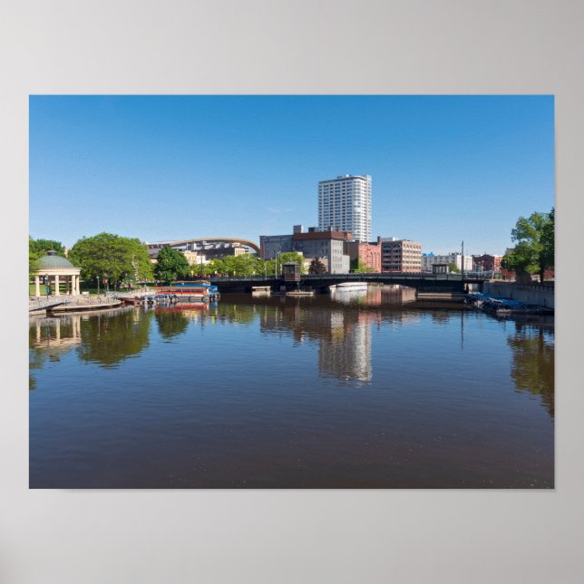 milwaukee riverfront and state street bridge  poster (Front)