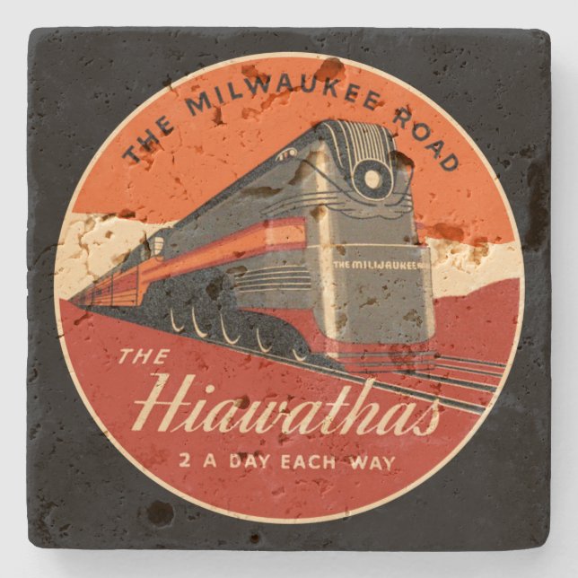 Milwaukee Road Hiawatha Train Stone Coaster (Front)