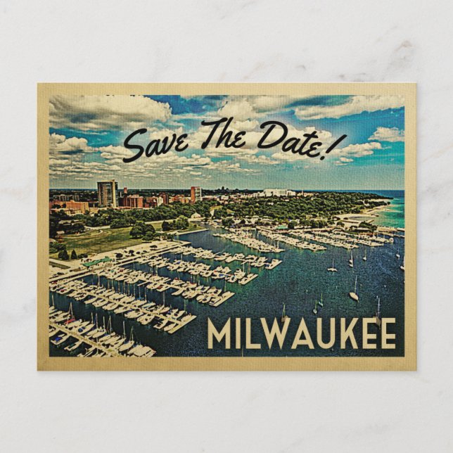 Milwaukee Save The Date Vintage Wisconsin Postcard (Front)