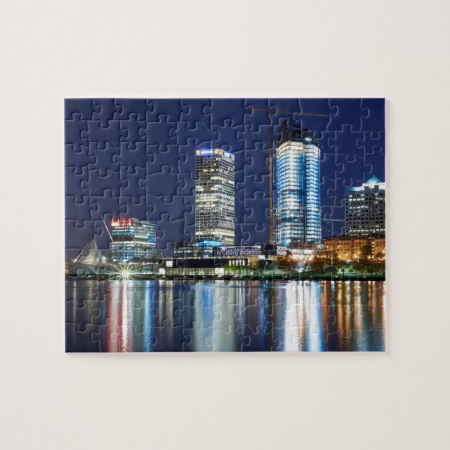 Milwaukee Skyline at Night Jigsaw Puzzle (Horizontal)