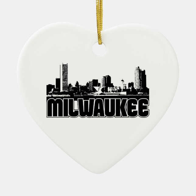 Milwaukee Skyline Ceramic Tree Decoration (Front)