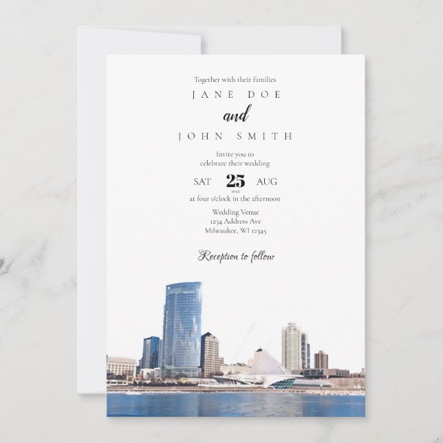 Milwaukee Skyline Wedding Invitation (Front)