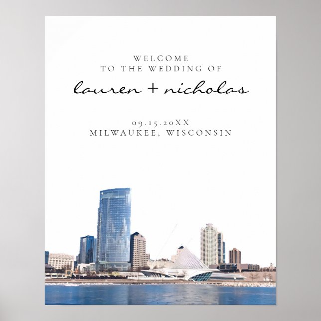 MIlwaukee Skyline Wedding Welcome Sign (Front)