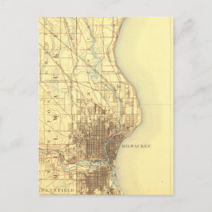Milwaukee Vintage Map Postcard