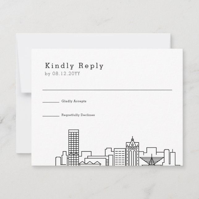 Milwaukee Wedding | Stylised Skyline RSVP (Front)