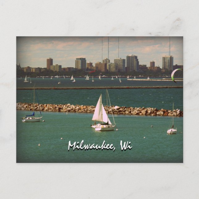 Milwaukee, WI Skyline Postcard (Front)