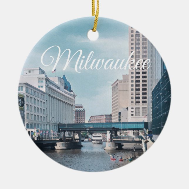Milwaukee Wisconsin Ceramic Tree Decoration (Front)