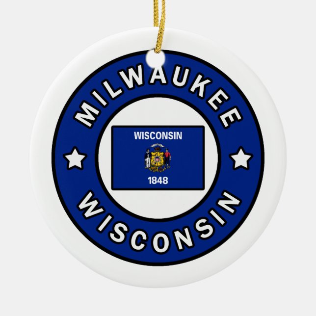 Milwaukee Wisconsin Ceramic Tree Decoration (Front)