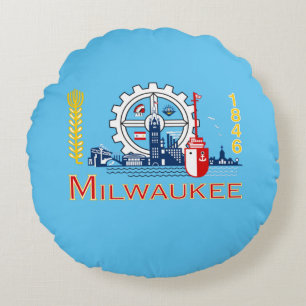 Milwaukee (Wisconsin) City flag Round Cushion