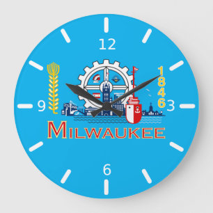 Milwaukee (Wisconsin) flag Large Clock