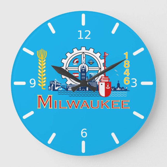 Milwaukee (Wisconsin)  flag Large Clock (Front)