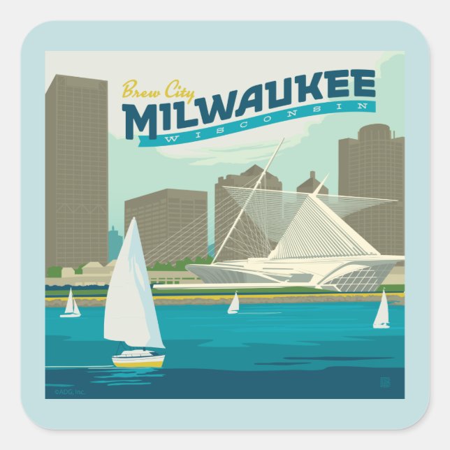 Milwaukee Wisconsin Harbour | Brew City Square Sticker (Front)