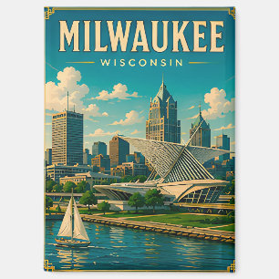 ⛵ Milwaukee Wisconsin Lakefront Skyline Magnet