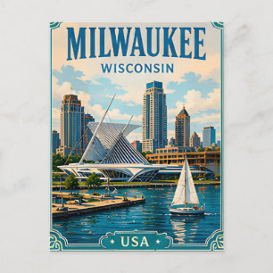 ⛵ Milwaukee Wisconsin Memory From Lakefront ⛵ Postcard