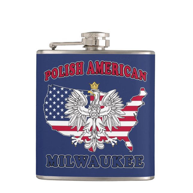Milwaukee Wisconsin Polish Hip Flask (Front)
