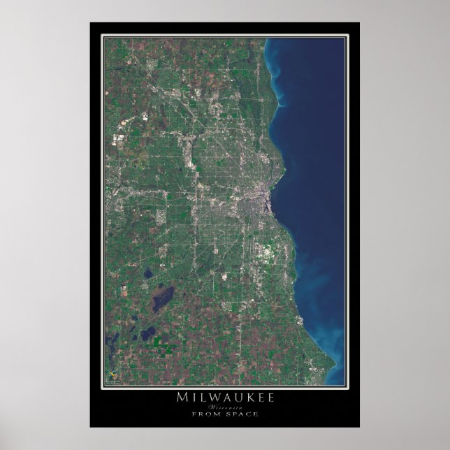 Milwaukee Wisconsin Satellite Poster Map (Front)