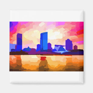 Milwaukee Wisconsin Skyline at Sunset Magnet