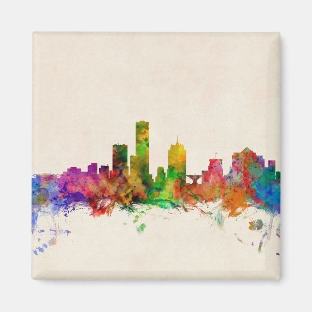 Milwaukee Wisconsin Skyline Cityscape Magnet (Front)
