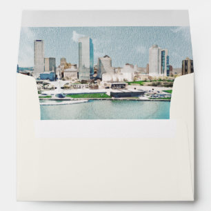 MILWAUKEE Wisconsin Skyline Destination Travel Envelope
